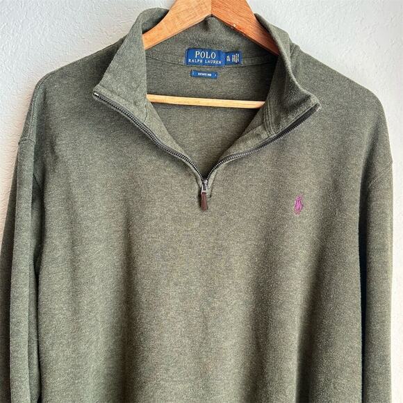 Ralph Lauren Polo Men's XL Half Zip Pullover Sweater Forest Green Long Sleeve - Picture 4 of 11